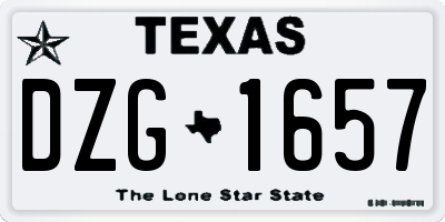 TX license plate DZG1657