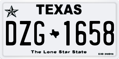 TX license plate DZG1658