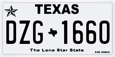 TX license plate DZG1660