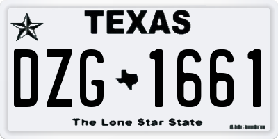 TX license plate DZG1661
