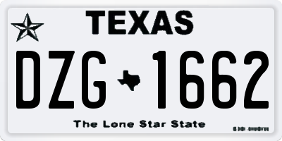 TX license plate DZG1662