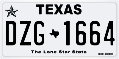 TX license plate DZG1664