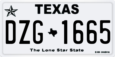 TX license plate DZG1665