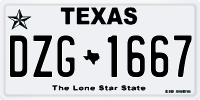 TX license plate DZG1667