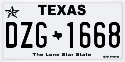 TX license plate DZG1668