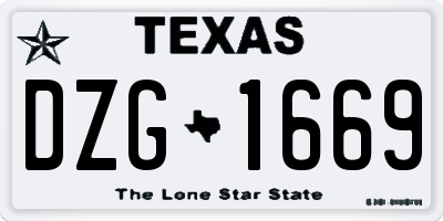 TX license plate DZG1669