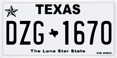 TX license plate DZG1670