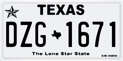 TX license plate DZG1671