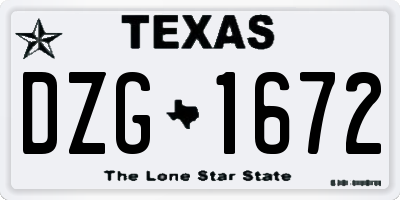 TX license plate DZG1672