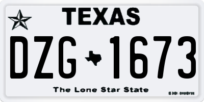 TX license plate DZG1673