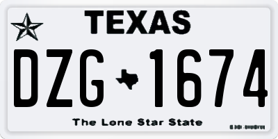 TX license plate DZG1674