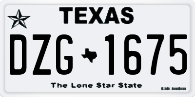 TX license plate DZG1675