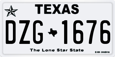 TX license plate DZG1676