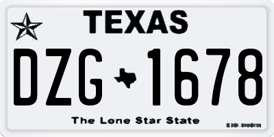 TX license plate DZG1678