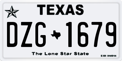 TX license plate DZG1679