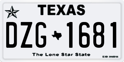 TX license plate DZG1681