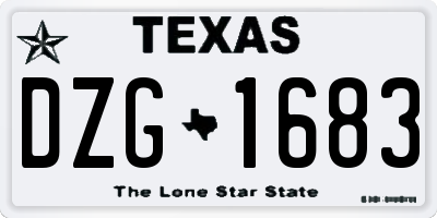 TX license plate DZG1683