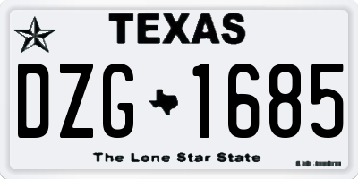 TX license plate DZG1685