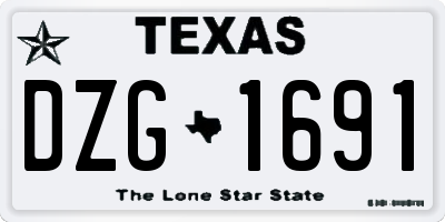 TX license plate DZG1691