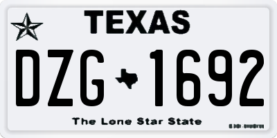 TX license plate DZG1692