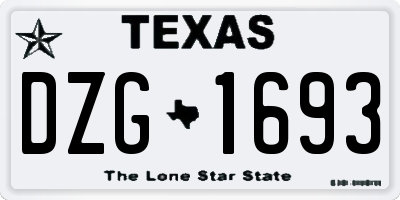 TX license plate DZG1693