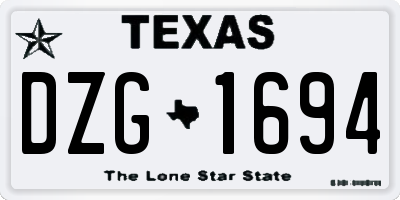 TX license plate DZG1694