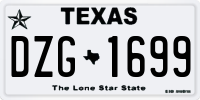 TX license plate DZG1699