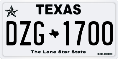 TX license plate DZG1700