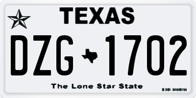 TX license plate DZG1702