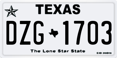 TX license plate DZG1703