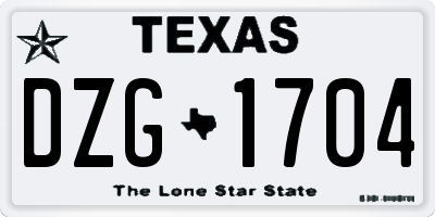 TX license plate DZG1704
