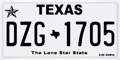 TX license plate DZG1705