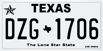 TX license plate DZG1706