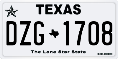 TX license plate DZG1708