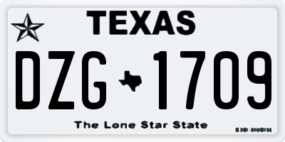 TX license plate DZG1709