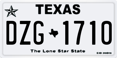 TX license plate DZG1710