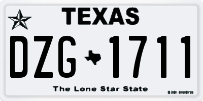TX license plate DZG1711