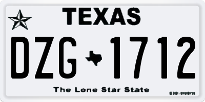 TX license plate DZG1712