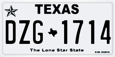 TX license plate DZG1714