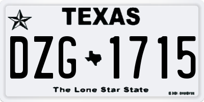 TX license plate DZG1715