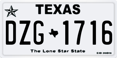 TX license plate DZG1716