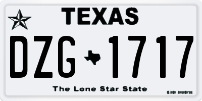 TX license plate DZG1717