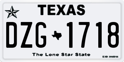 TX license plate DZG1718