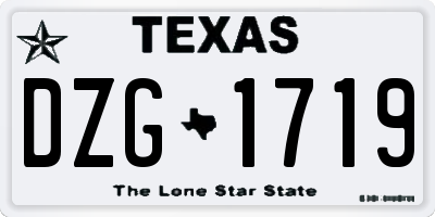 TX license plate DZG1719