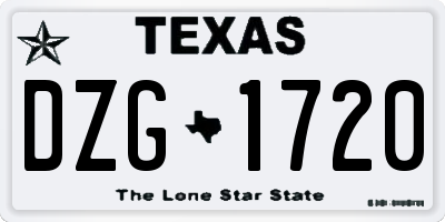 TX license plate DZG1720