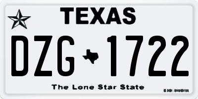 TX license plate DZG1722