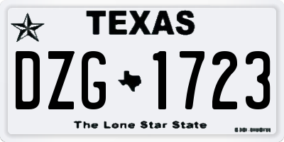 TX license plate DZG1723
