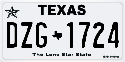 TX license plate DZG1724