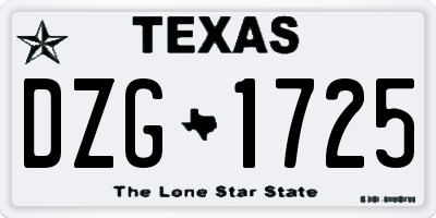 TX license plate DZG1725
