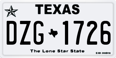TX license plate DZG1726